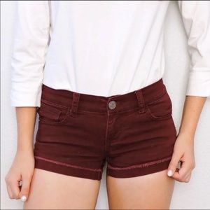 Tilly’s Burgundy Jean Shorts Size 9
